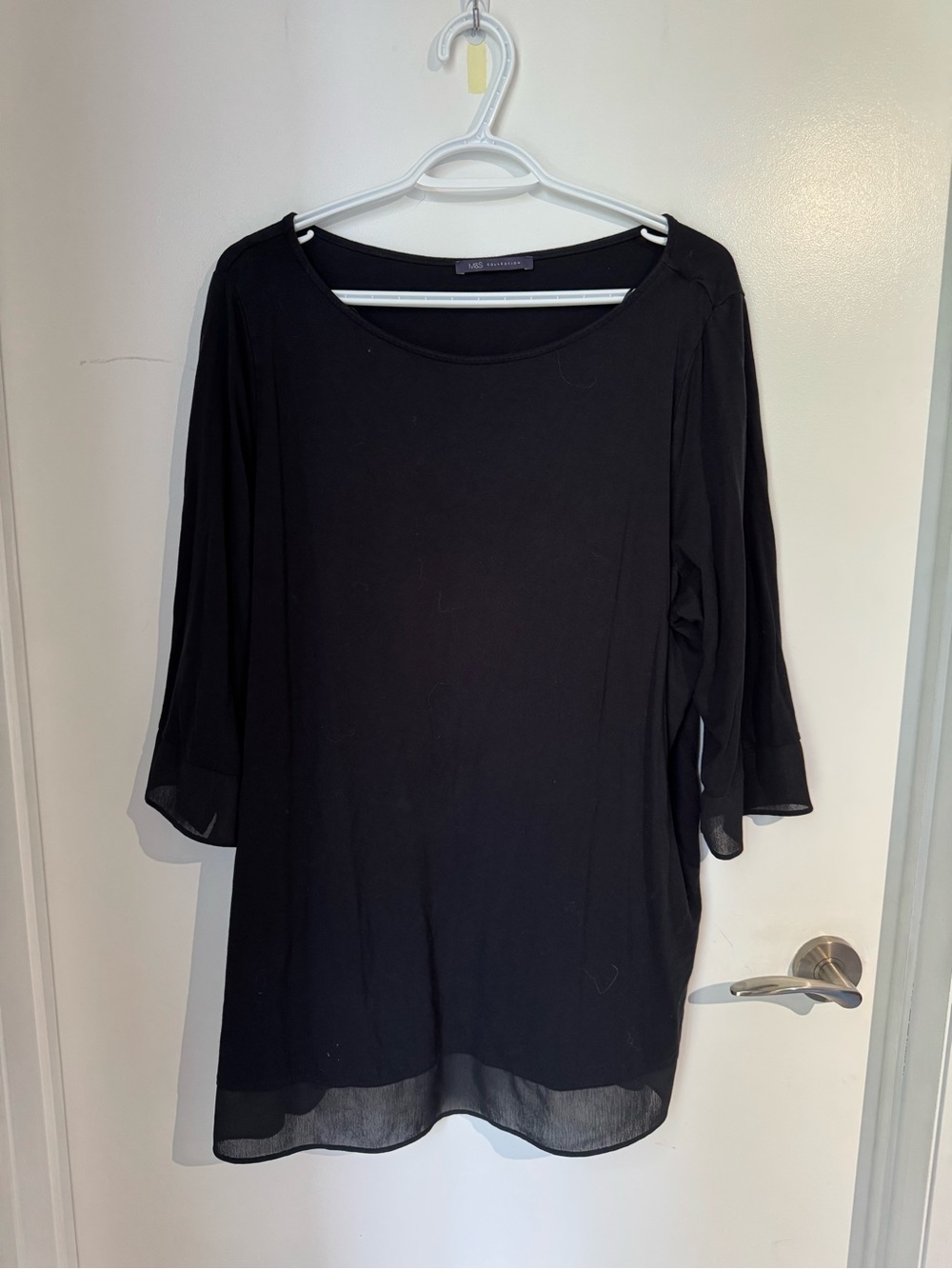Marks & Spencer Women's Black Chiffon-Hem Scoop Neck Tunic